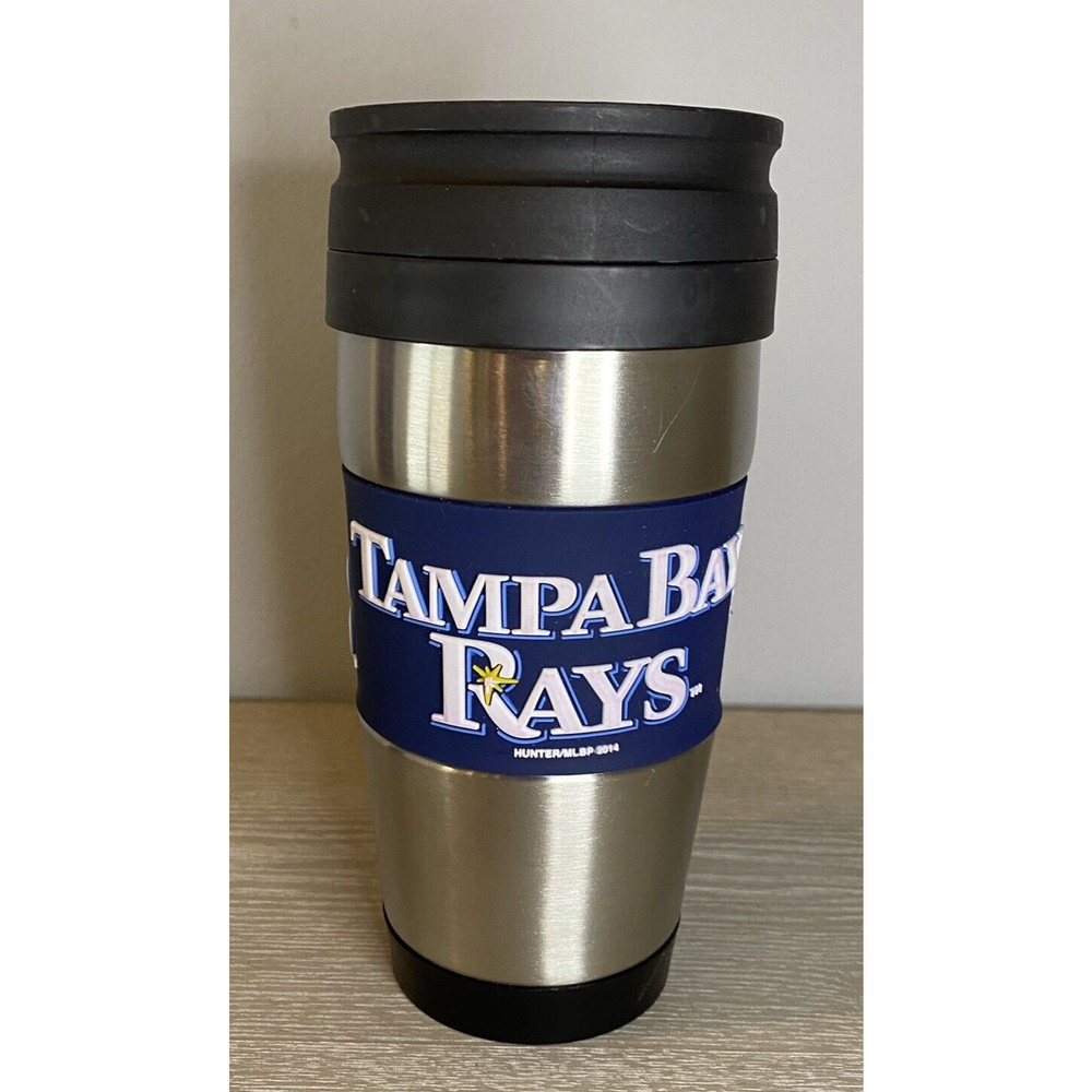 Tampa Bay Rays Travel Tumbler Mug Stainless Steel Rubber Grip‎ Logo 15 oz NWT